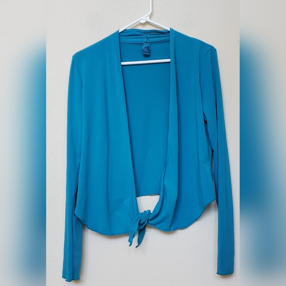 Prana Teal Blue Open Tie Knot Top. Size Small